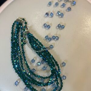 Elegant Green and Blue Beaded Necklace
